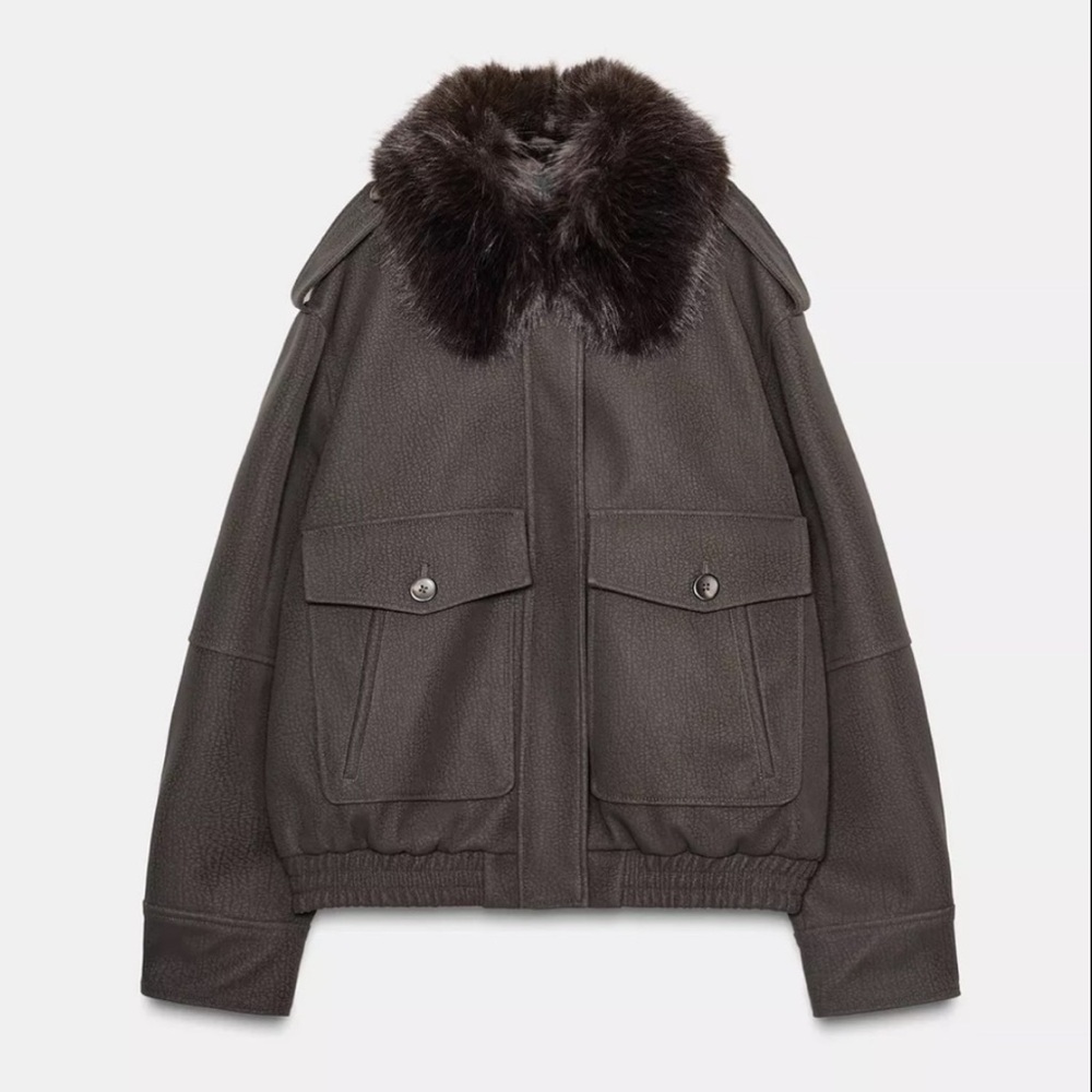Women’s Zara Faux Suede Jacket with Removable Collar